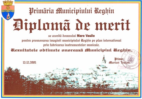 Diplomă de merit, Primăria Reghin 2001, Vasile Mare